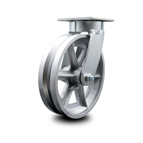 8 Inch Kingpinless V Groove Semi Steel Wheel Swivel Top Plate Caster SCC